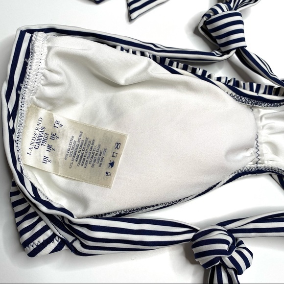 Lands’ End Navy White Striped Ruffled Bikini Set - Picture 6 of 16